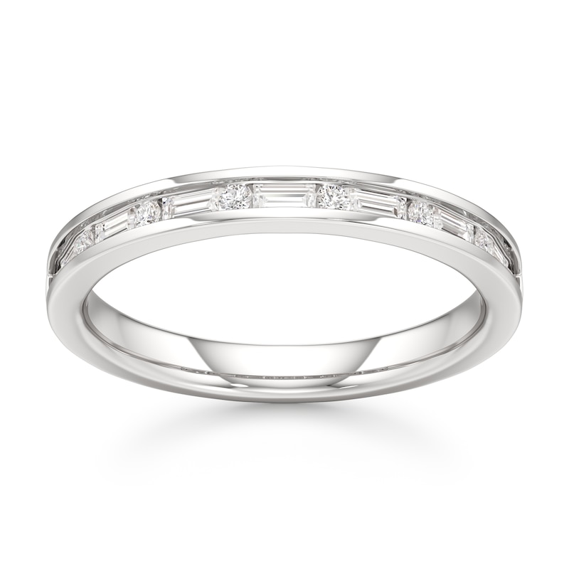 Main Image 1 of J'Lure Baguette & Round-Cut Lab-Created Diamond Wedding Band 3/8 ct tw 18K White Gold