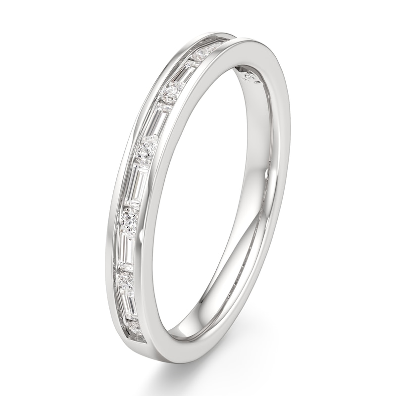 Main Image 4 of J'Lure Baguette & Round-Cut Lab-Created Diamond Wedding Band 3/8 ct tw 18K White Gold