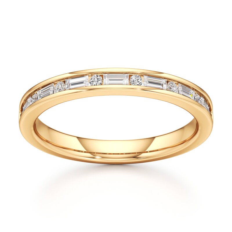 Main Image 1 of J'Lure Baguette & Round-Cut Lab-Grown Diamond Wedding Band 3/8 ct tw 18K Yellow Gold