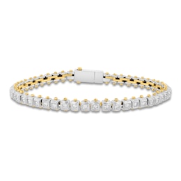 Men's Diamond Cushion Link Bracelet 1-1/2 ct tw Stainless Steel & Yellow Ion Plating 8.75"