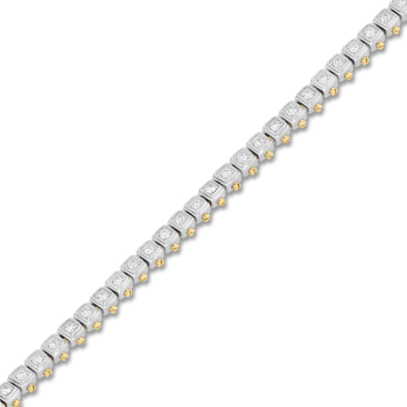 Main Image 2 of Men's Diamond Cushion Link Bracelet 1-1/2 ct tw Stainless Steel & Yellow Ion Plating 8.75"