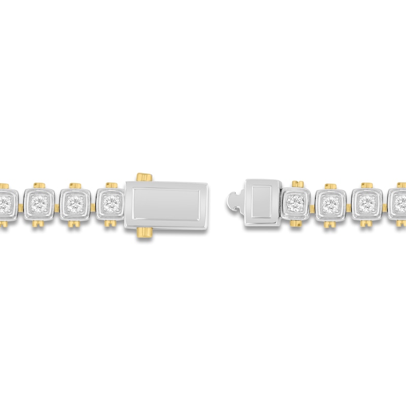 Main Image 3 of Men's Diamond Cushion Link Bracelet 1-1/2 ct tw Stainless Steel & Yellow Ion Plating 8.75"