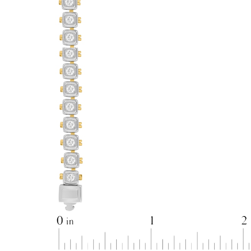 Main Image 4 of Men's Diamond Cushion Link Bracelet 1-1/2 ct tw Stainless Steel & Yellow Ion Plating 8.75"