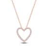 Thumbnail Image 1 of Lab-Grown Diamond Graduated Open-Heart Necklace 1/4 ct tw 14K Rose Gold 18"