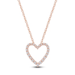 Lab-Grown Diamond Graduated Open-Heart Necklace 1/4 ct tw 14K Rose Gold 18"
