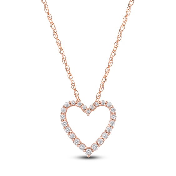 Jared Signature Lab-Grown Diamond Graduated Open-Heart Necklace 1/4 ct tw 14K Rose Gold 18"