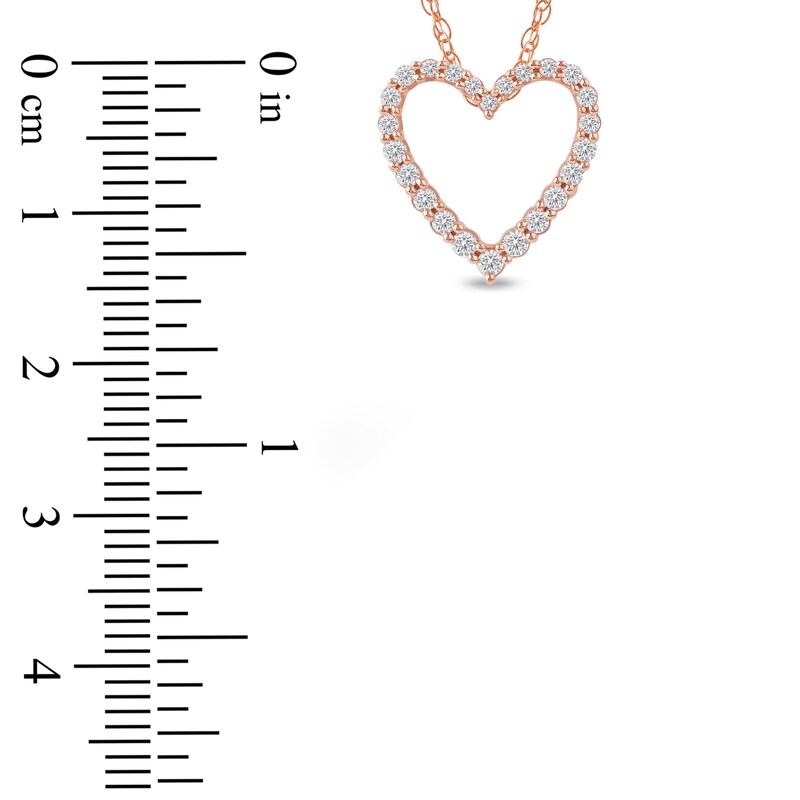 Main Image 4 of Lab-Grown Diamond Graduated Open-Heart Necklace 1/4 ct tw 14K Rose Gold 18"