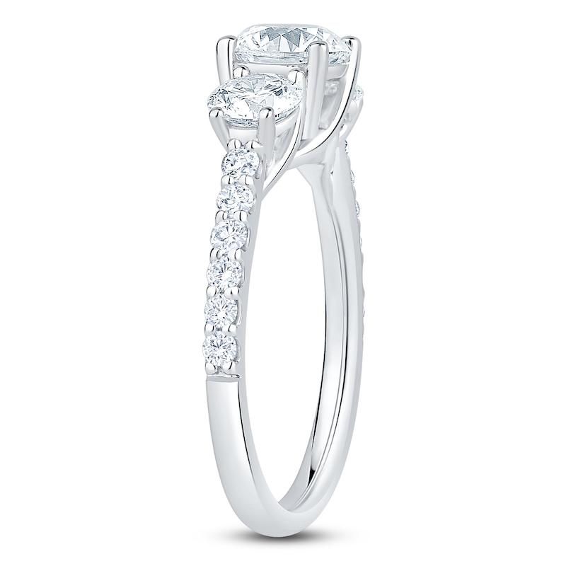 Main Image 2 of Round-Cut Lab-Grown Diamond Three-Stone Engagement Ring 2 ct tw 14K White Gold