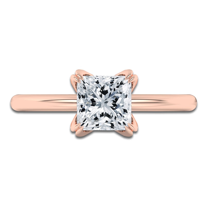 Main Image 3 of Certified Princess-Cut Diamond Solitaire Engagement Ring 1-1/2 ct tw 14K Rose Gold (I1/I)