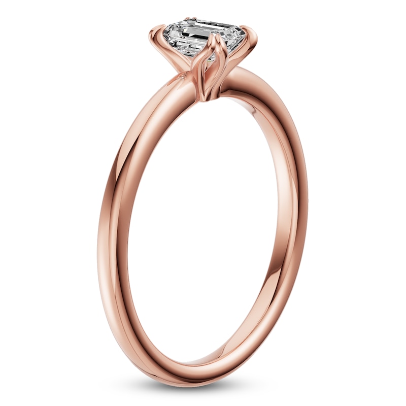 Main Image 2 of Certified Emerald-Cut Diamond Solitaire Engagement Ring 1/2 ct tw 14K Rose Gold (I1/I)