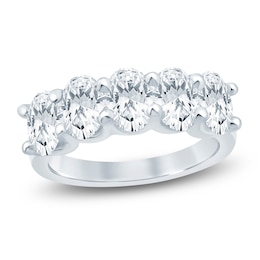 Oval-Cut Lab-Grown Diamond Five-Stone Anniversary Ring 3 ct tw 14K White Gold