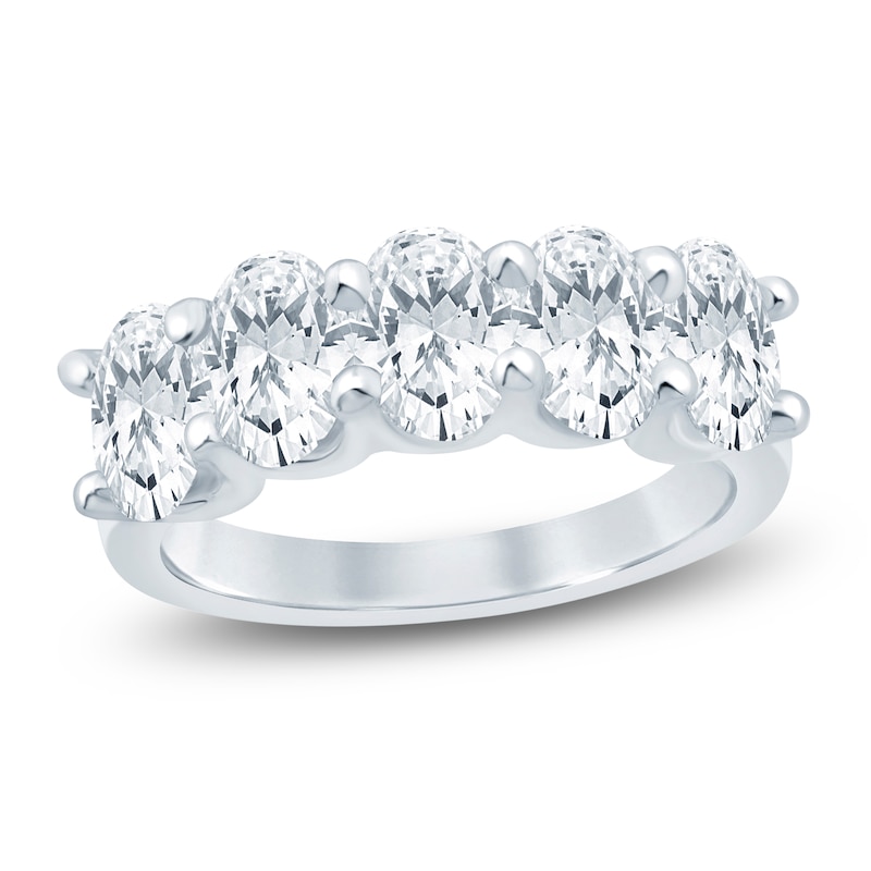 Main Image 1 of Oval-Cut Lab-Grown Diamond Five-Stone Anniversary Ring 3 ct tw 14K White Gold