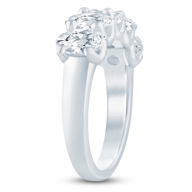 Main Image 2 of Oval-Cut Lab-Grown Diamond Five-Stone Anniversary Ring 3 ct tw 14K White Gold