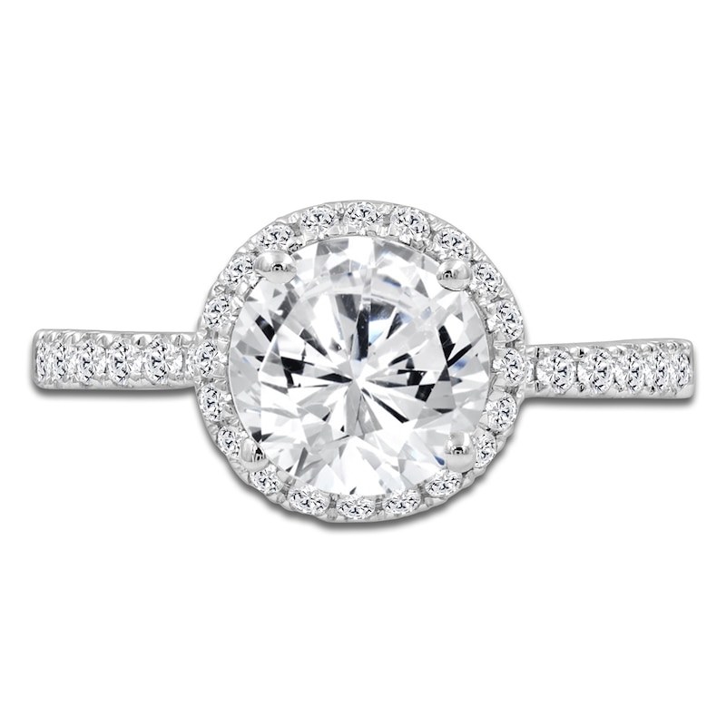 Main Image 3 of Round-Cut Lab-Created Diamond Halo Engagement Ring 2-3/4 ct tw Platinum