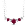 Thumbnail Image 1 of Natural Ruby & Diamond Curved Bar Necklace 1/8 ct tw 14K White Gold 18"
