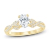 Thumbnail Image 1 of Oval-Cut Lab-Grown Diamond Braided Shank Engagement Ring 1 ct tw 14K Yellow Gold