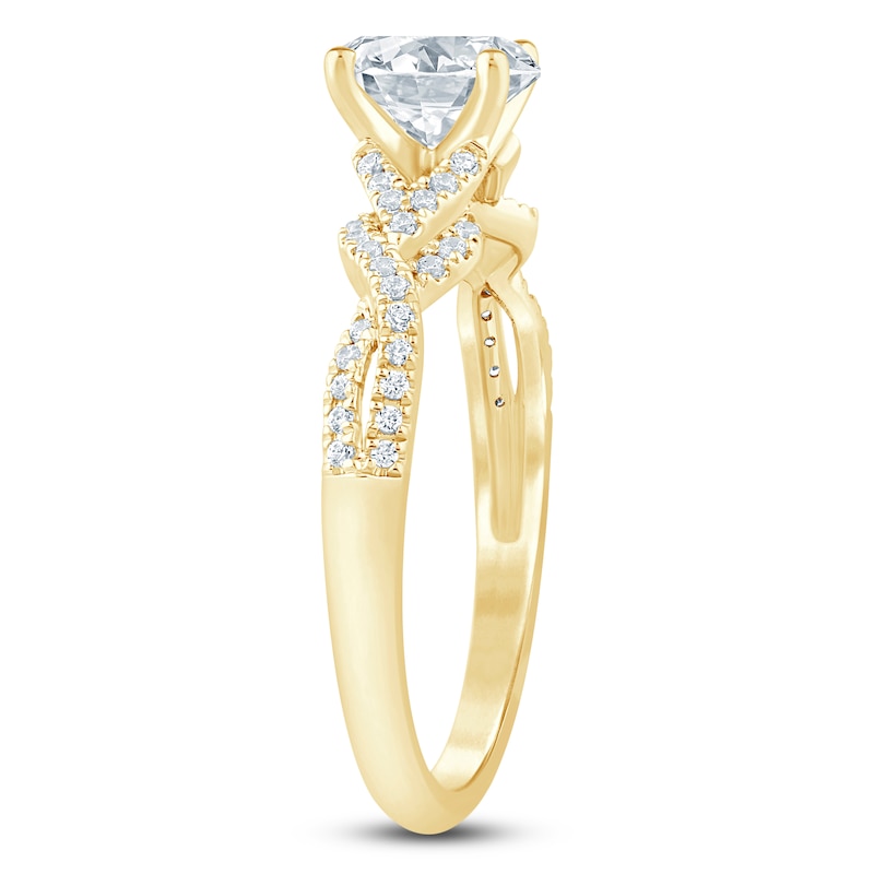 Main Image 2 of Oval-Cut Lab-Grown Diamond Braided Shank Engagement Ring 1 ct tw 14K Yellow Gold