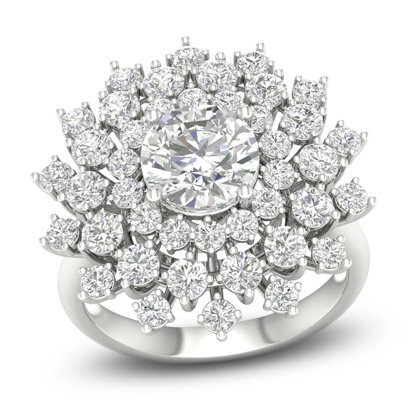 Main Image 1 of Lab-Grown Diamond Dahlia Flower Fashion Ring 4 ct tw 14K White Gold