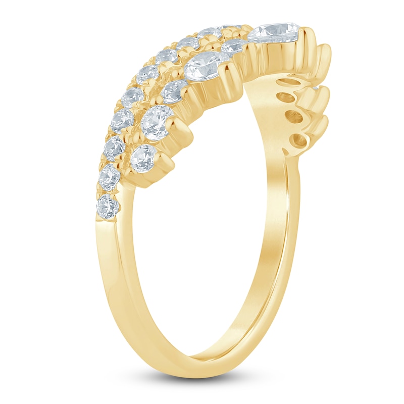 Main Image 2 of Lab-Grown Diamond Two-Row Contour Ring 1 ct tw 14K Yellow Gold