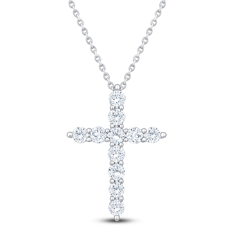 Main Image 1 of Brilliant Moments Diamond Cross Necklace 1-1/4 ct tw 14K White Gold