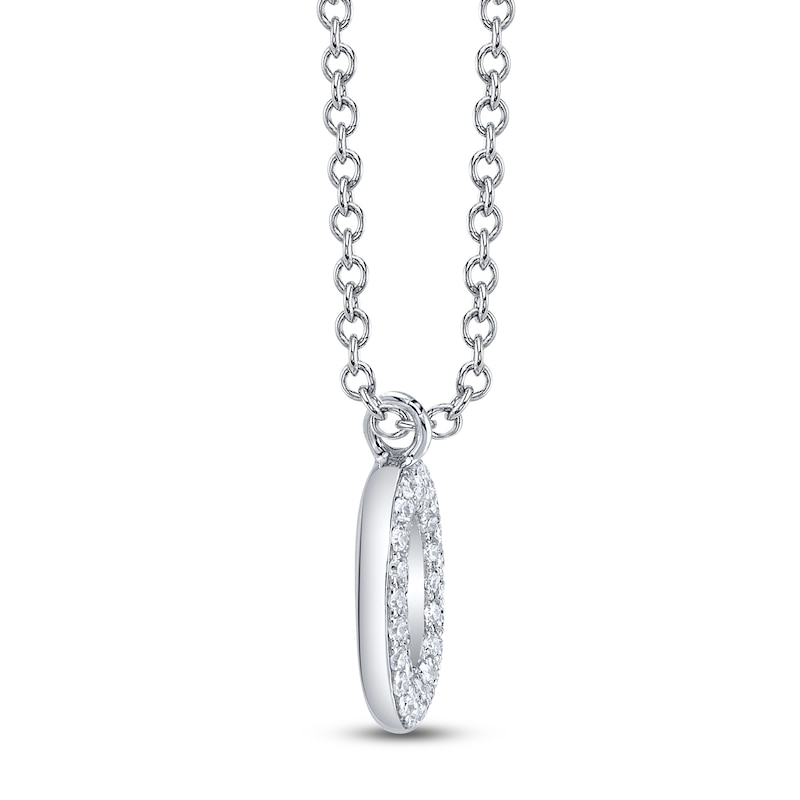 Main Image 2 of Shy Creation Diamond Letter O Pavé Necklace 1/20 ct tw 14K White Gold 18" SC55028331-O