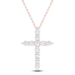 Brilliant Moments Diamond Cross Necklace 1-1/4 ct tw 14K Rose Gold 18"