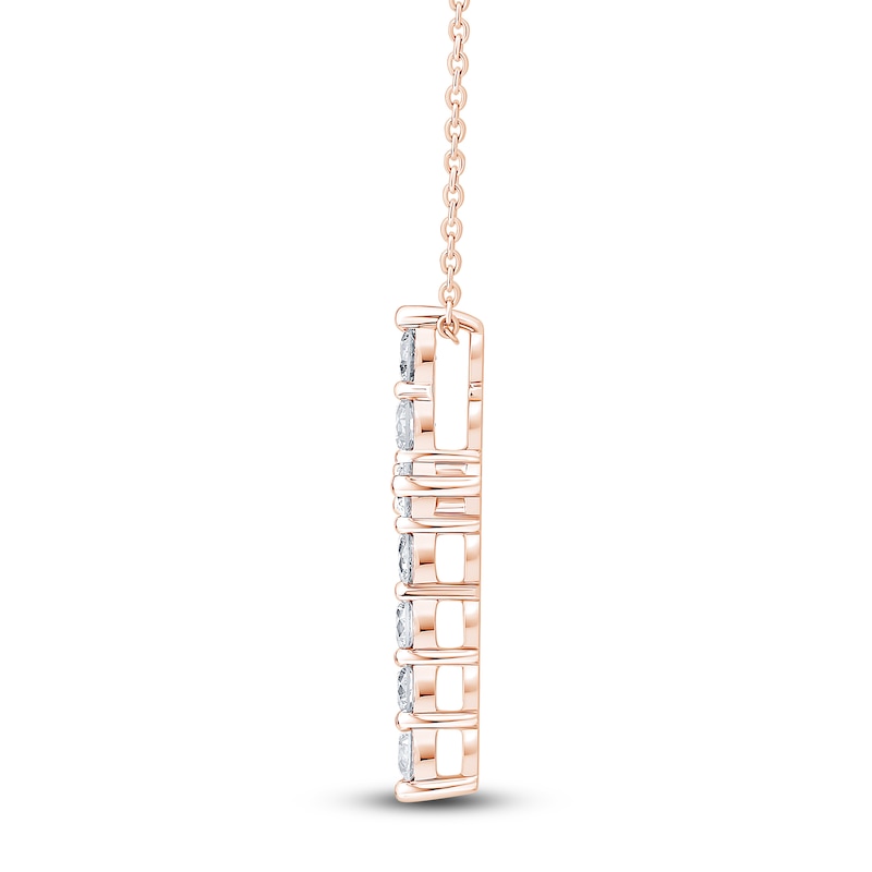 Main Image 4 of Brilliant Moments Diamond Cross Necklace 1-1/4 ct tw 14K Rose Gold 18"