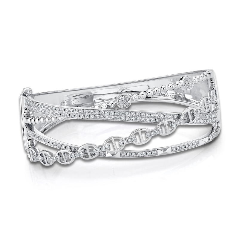 Main Image 1 of Shy Creation Diamond Multi-Row Crossover Bangle Bracelet 1-1/2 ct tw 14K White Gold SC55021369ZS