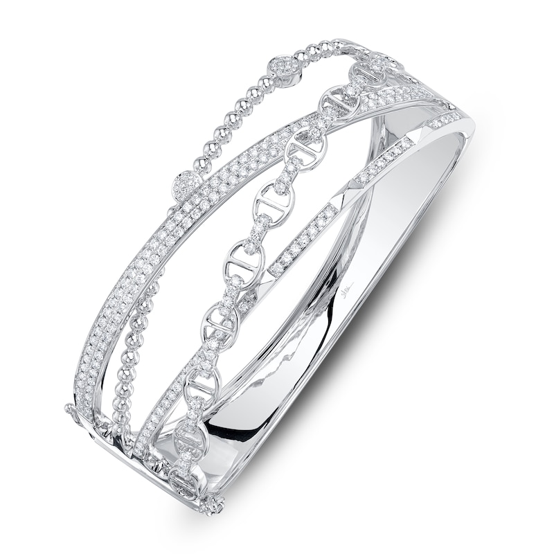 Main Image 2 of Shy Creation Diamond Multi-Row Crossover Bangle Bracelet 1-1/2 ct tw 14K White Gold SC55021369ZS