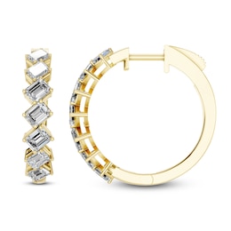 Emerald-Cut Lab-Grown Diamond Hoop Earrings 2 ct tw 14K Yellow Gold