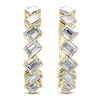 Thumbnail Image 3 of Emerald-Cut Lab-Grown Diamond Hoop Earrings 2 ct tw 14K Yellow Gold