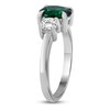 Thumbnail Image 2 of Oval-Cut Lab-Created Emerald & White Lab-Created Sapphire Three-Stone Ring Sterling Silver
