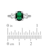 Thumbnail Image 3 of Oval-Cut Lab-Created Emerald & White Lab-Created Sapphire Three-Stone Ring Sterling Silver