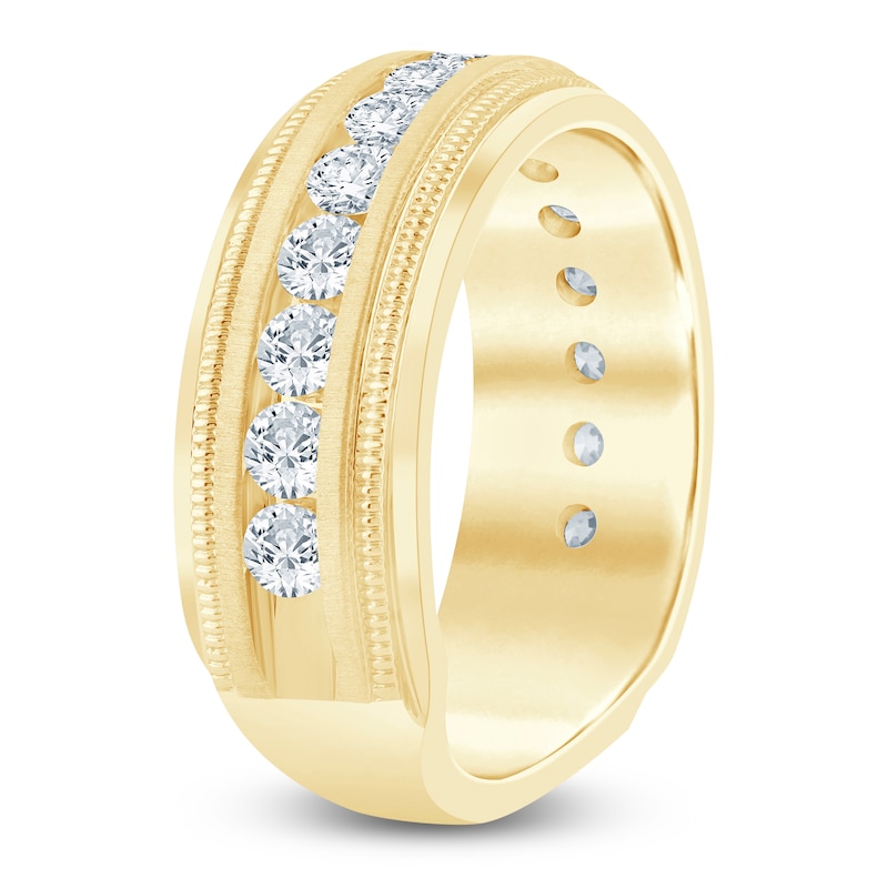 Main Image 2 of Men's Lab-Grown Diamond Milgrain-Edge Band 1-1/2 ct tw 14K Yellow Gold