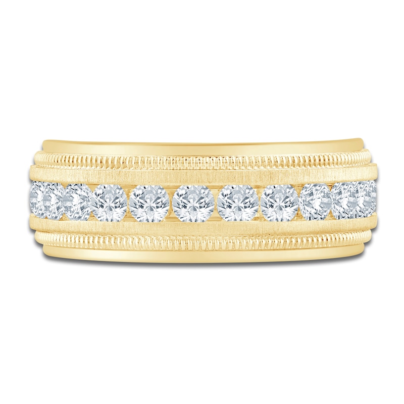 Main Image 3 of Men's Lab-Grown Diamond Milgrain-Edge Band 1-1/2 ct tw 14K Yellow Gold