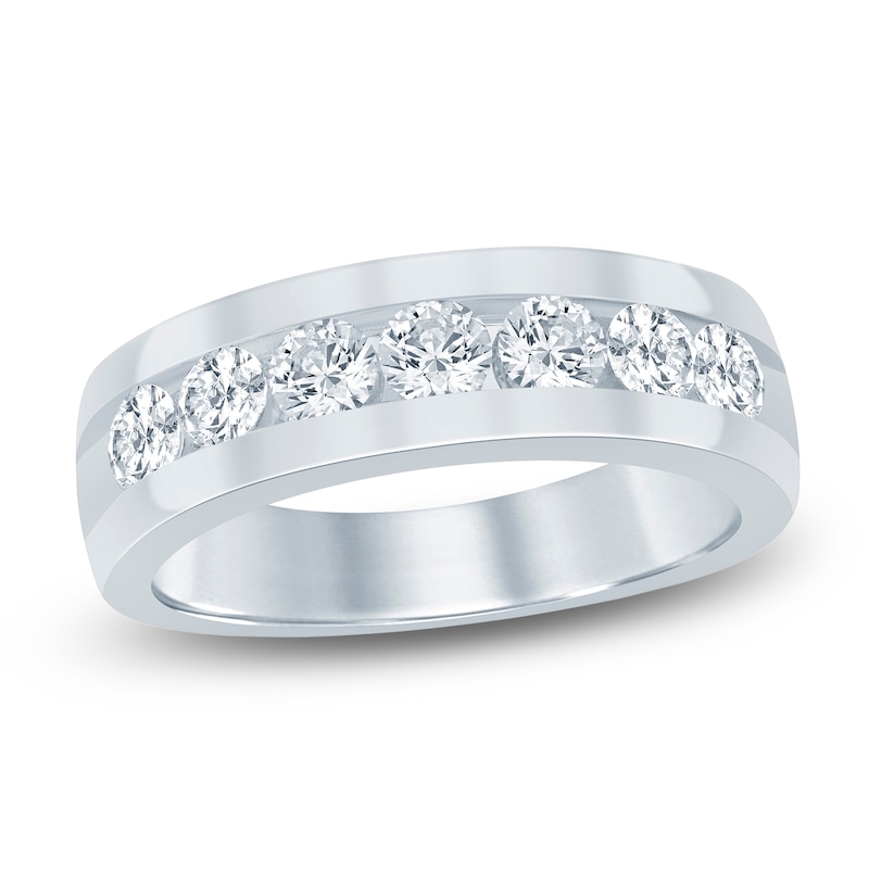 Main Image 1 of Men's Lab-Grown Diamond Seven-Stone Band 1-1/2 ct tw 14K White Gold