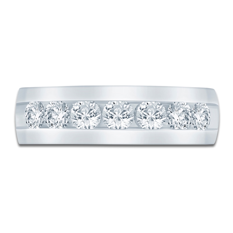 Main Image 3 of Men's Lab-Grown Diamond Seven-Stone Band 1-1/2 ct tw 14K White Gold