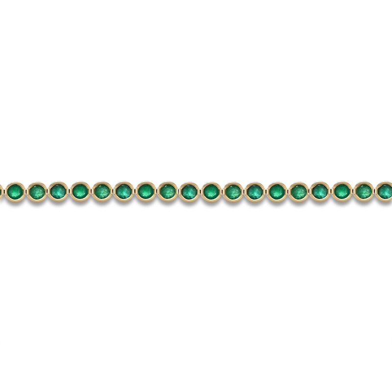 Main Image 2 of Natural Emerald Bezel-Set Line Bracelet 14K Yellow Gold 7"