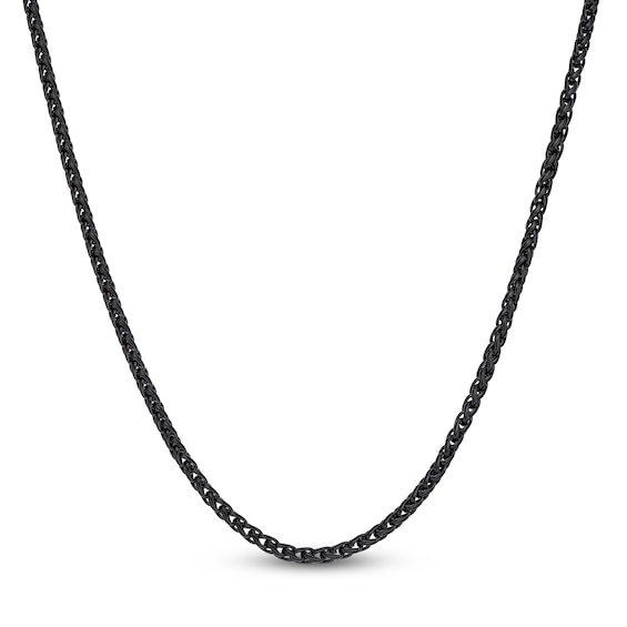 Wheat Chain Necklace 3mm Black Ion-Plated Stainless Steel 18"