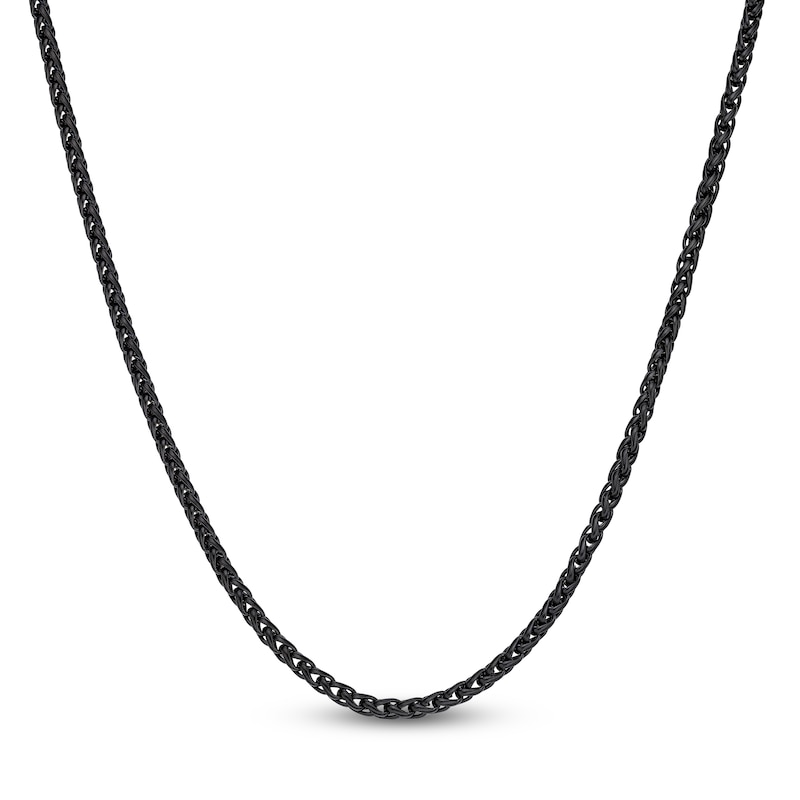 Main Image 1 of Wheat Chain Necklace 3mm Black Ion-Plated Stainless Steel 18"