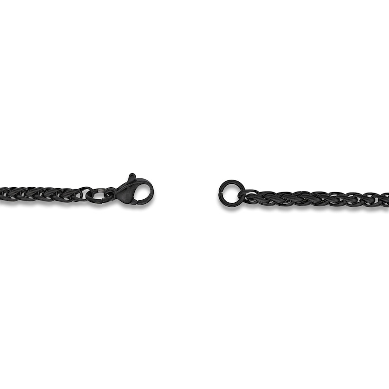 Main Image 3 of Wheat Chain Necklace 3mm Black Ion-Plated Stainless Steel 18"