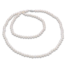 Akoya Cultured Pearl Necklace 14K White Gold 5.5-6mm 30"
