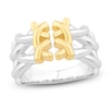 Thumbnail Image 1 of Unspoken Crosslink Ring Solid Sterling Silver & 14K Solid Yellow Gold