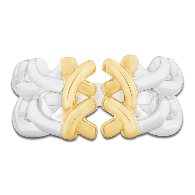 Main Image 3 of Unspoken Crosslink Ring Solid Sterling Silver & 14K Solid Yellow Gold