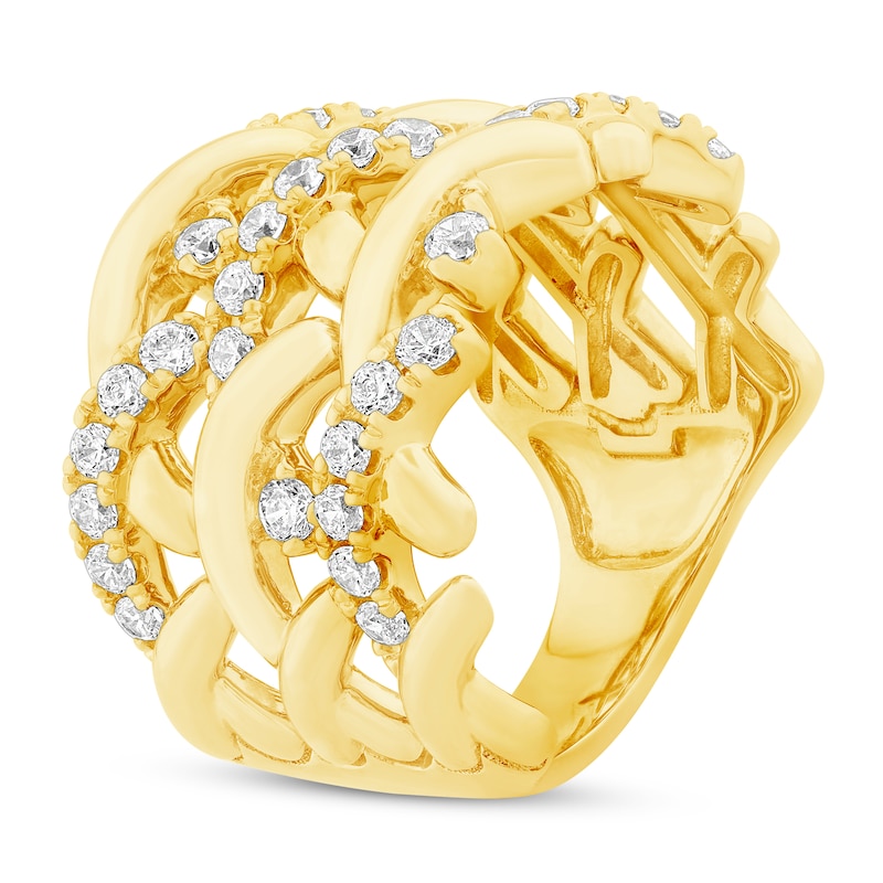 Main Image 2 of Unspoken Diamond Crossover Ring 1 ct tw 14K Yellow Gold