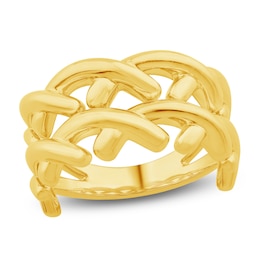 Unspoken Double Crosslink Ring Solid 14K Yellow Gold