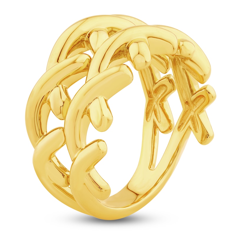 Main Image 2 of Unspoken Double Crosslink Ring Solid 14K Yellow Gold