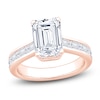 Thumbnail Image 1 of Emerald-Cut Lab-Grown Diamond Hidden Halo Engagement Ring 4-3/8 ct tw 14K Rose Gold