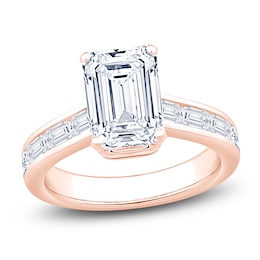 Emerald-Cut Lab-Grown Diamond Hidden Halo Engagement Ring 4-3/8 ct tw 14K Rose Gold