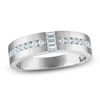 Thumbnail Image 1 of Men's Certified Baguette & Round-Cut Diamond Wedding Band 1/2 ct tw 14K White Gold